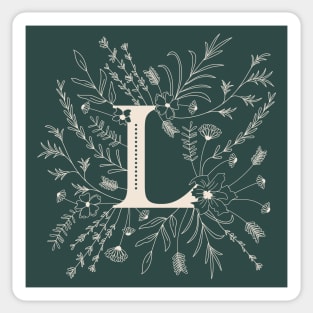 Botanical Letter L (Forest Green) Sticker